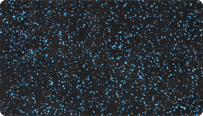 Farbmuster zum WARCO Farbton Leicht Blau Gesprenkelt für 2-farbige Oberflächen aus schwarzem SBR-Gummigranulat mit einer Beimischung von 10% blauem EPDM.