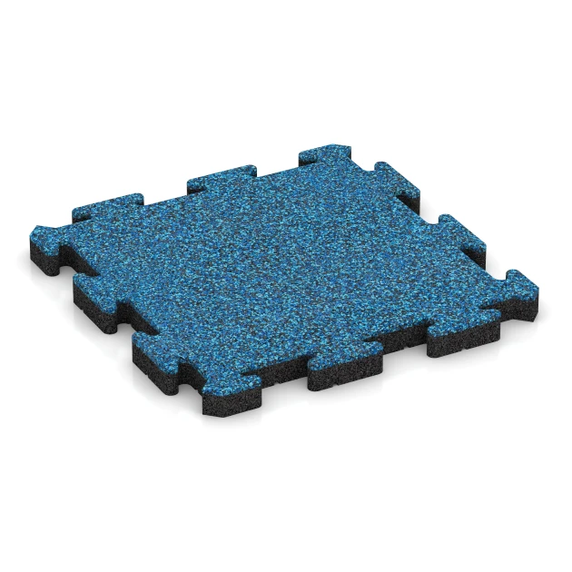 Fitness-Bodenschutzmatte von WARCO im Farbdesign Atlantik mit den Abmessungen 500 x 500 x 40 mm. Produktfoto von Artikel 2942 in der Aufsicht von schräg vorne.