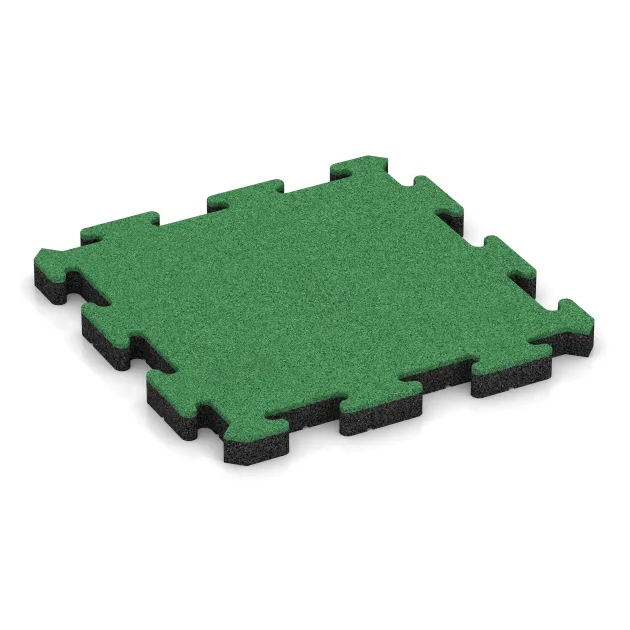 Fitness-Bodenschutzmatte von WARCO im Farbdesign Maigrün mit den Abmessungen 500 x 500 x 40 mm. Produktfoto von Artikel 5186 in der Aufsicht von schräg vorne.