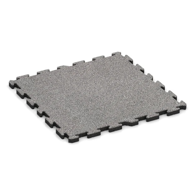 Fitness-Bodenschutzmatte HD von WARCO im Farbdesign Grau Melange mit den Abmessungen 100 x 100 x 4 cm | 1,00 m². Produktfoto von Artikel 4584 in der Aufsicht von schräg vorne.