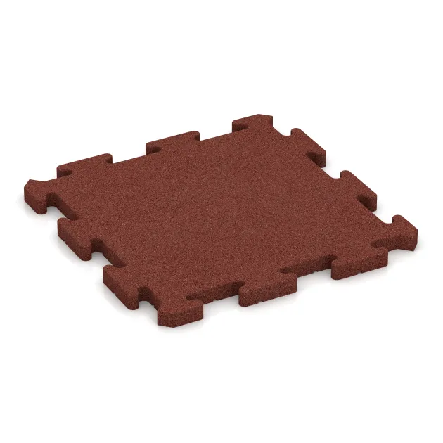 Fitness-Bodenschutzmatte von WARCO im Farbdesign Ziegelrot mit den Abmessungen 500 x 500 x 30 mm. Produktfoto von Artikel 2822 in der Aufsicht von schräg vorne.