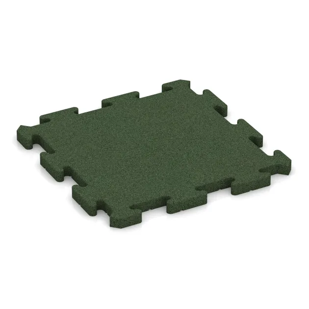 Fitness-Bodenschutzmatte von WARCO im Farbdesign Grasgrün mit den Abmessungen 500 x 500 x 30 mm. Produktfoto von Artikel 2823 in der Aufsicht von schräg vorne.