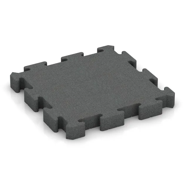 Fitness-Bodenschutzmatte von WARCO im Farbdesign Schiefergrau mit den Abmessungen 500 x 500 x 60 mm. Produktfoto von Artikel 3195 in der Aufsicht von schräg vorne.