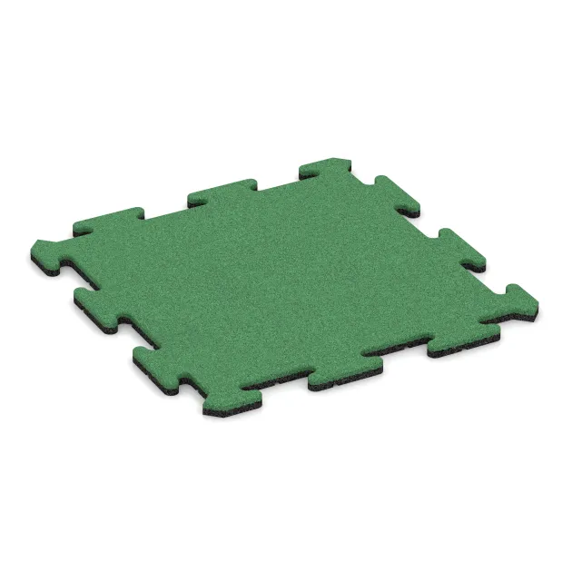 Sportboden‑Platte 1,8 cm von WARCO im Farbdesign Maigrün mit den Abmessungen 500 x 500 x 18 mm. Produktfoto von Artikel 6202 in der Aufsicht von schräg vorne.