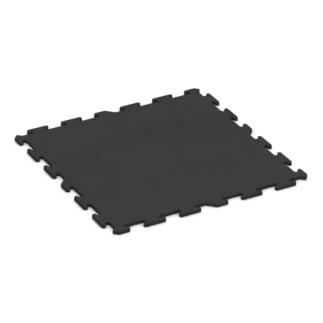 Fitnessboden Studio von WARCO im Farbdesign Anthrazit mit den Abmessungen 1000 x 1000 x 18 mm. Produktfoto von Artikel 0377 in der Aufsicht von schräg vorne.