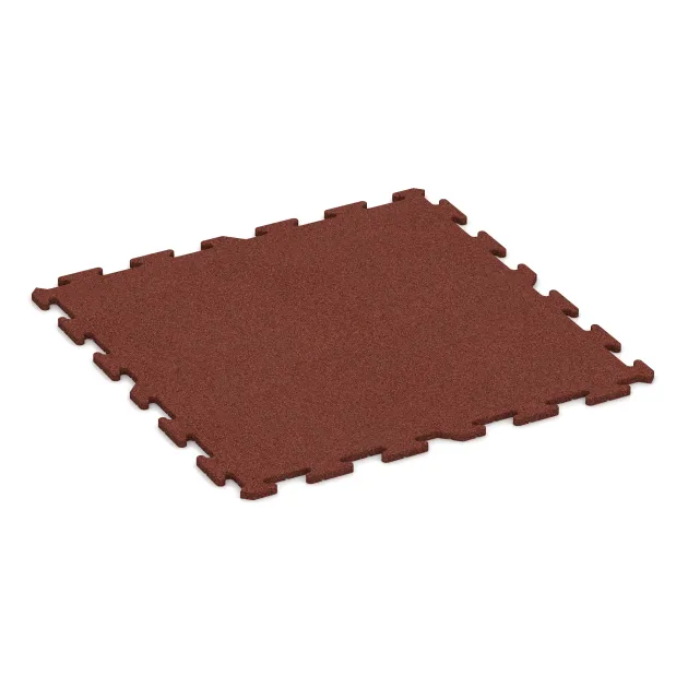 Bodenschutzmatte 1,8 cm HD – Fitness von WARCO im Farbdesign Ziegelrot mit den Abmessungen 1000 x 1000 x 18 mm. Produktfoto von Artikel 0341 in der Aufsicht von schräg vorne.