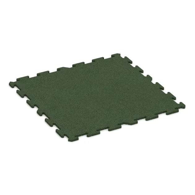 Bodenschutzmatte 1,8 cm HD – Fitness von WARCO im Farbdesign Grasgrün mit den Abmessungen 1000 x 1000 x 18 mm. Produktfoto von Artikel 0342 in der Aufsicht von schräg vorne.
