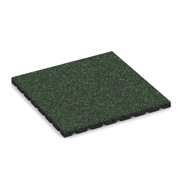 Fallschutzplatte von WARCO im Farbdesign Englischer Rasen mit den Abmessungen 500 x 500 x 30 mm. Produktfoto von Artikel 5330 in der Aufsicht von schräg vorne.
