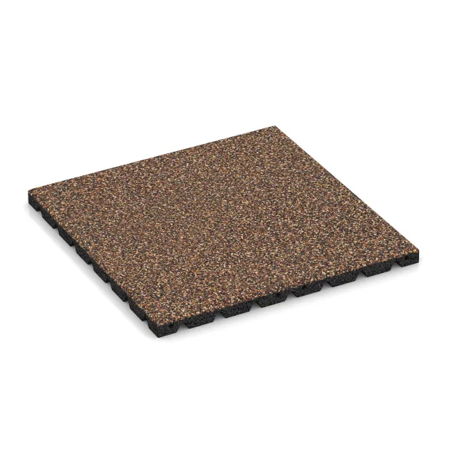 Fallschutzplatte von WARCO im Farbdesign Bast & Borke mit den Abmessungen 500 x 500 x 30 mm. Produktfoto von Artikel 5332 in der Aufsicht von schräg vorne.