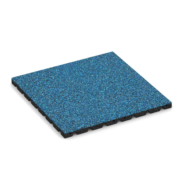 Fallschutzplatte von WARCO im Farbdesign Atlantik mit den Abmessungen 500 x 500 x 30 mm. Produktfoto von Artikel 5333 in der Aufsicht von schräg vorne.