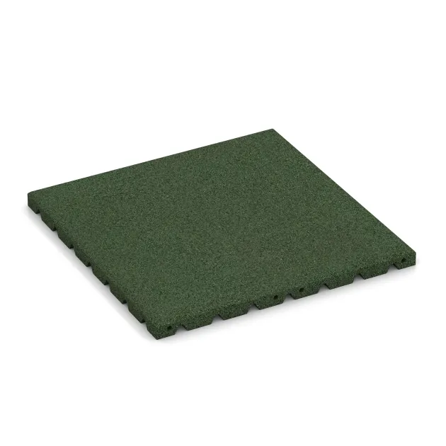 Fallschutzplatte von WARCO im Farbdesign Grasgrün mit den Abmessungen 500 x 500 x 30 mm. Produktfoto von Artikel 0576 in der Aufsicht von schräg vorne.