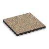 Fallschutzplatte von WARCO im Farbdesign Travertin mit den Abmessungen 500 x 500 x 45 mm. Produktfoto von Artikel 0648 in der Aufsicht von schräg vorne.