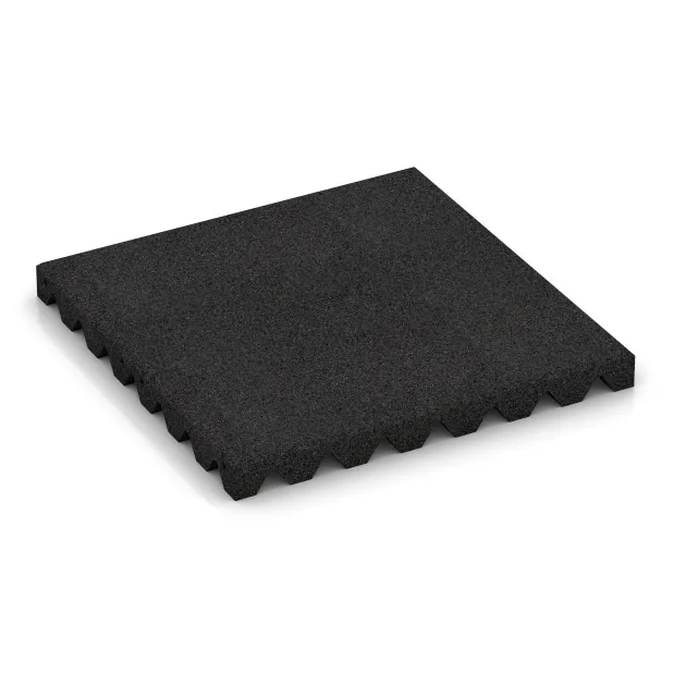 Fallschutzplatte von WARCO im Farbdesign Anthrazit mit den Abmessungen 500 x 500 x 45 mm. Produktfoto von Artikel 0660 in der Aufsicht von schräg vorne.