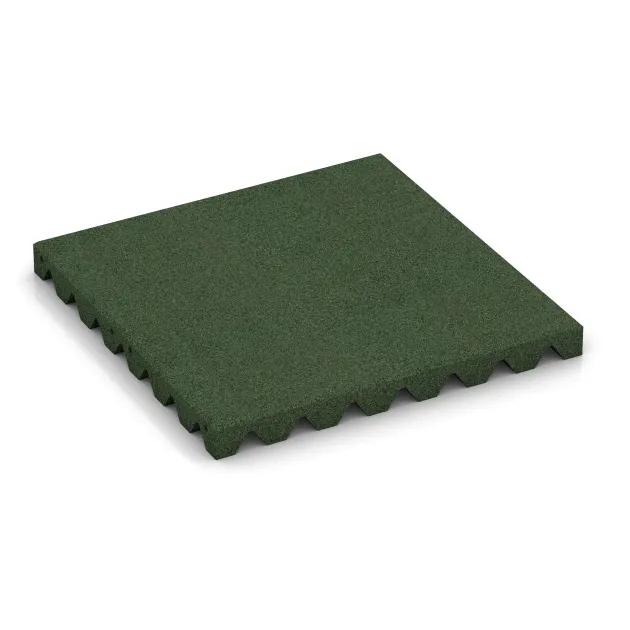 Fallschutzplatte von WARCO im Farbdesign Grasgrün mit den Abmessungen 500 x 500 x 45 mm. Produktfoto von Artikel 0662 in der Aufsicht von schräg vorne.
