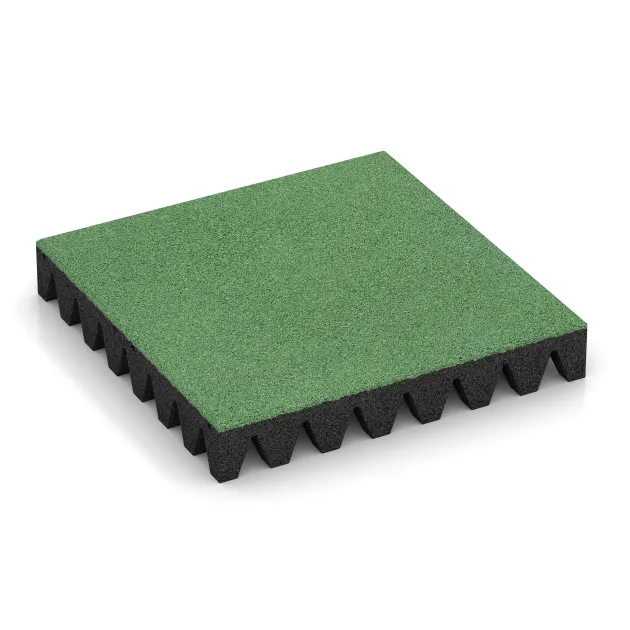 Fallschutzplatte von WARCO im Farbdesign Blassgrün mit den Abmessungen 500 x 500 x 80 mm. Produktfoto von Artikel 0723 in der Aufsicht von schräg vorne.