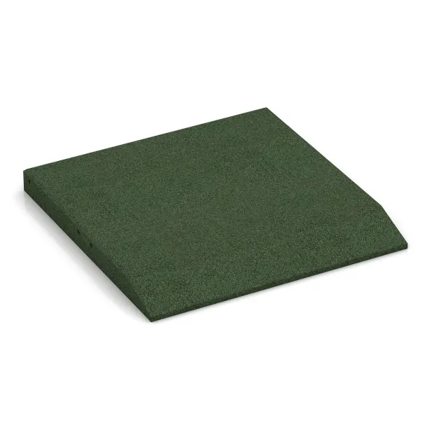 Rand-Platte (eine Seite abgeschrägt) von WARCO im Farbdesign Grasgrün mit den Abmessungen 500 x 500 x 45 mm. Produktfoto von Artikel 0434 in der Aufsicht von schräg vorne.