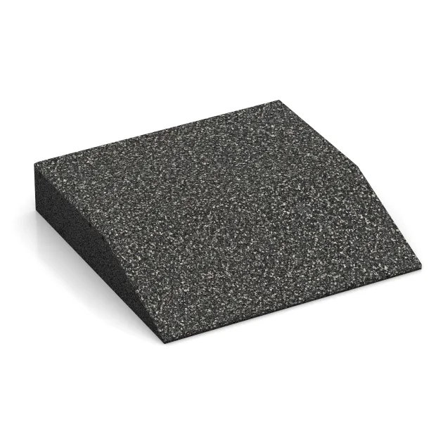 Rand-Platte (eine Seite abgeschrägt) von WARCO im Farbdesign Dunkelgrauer Granit mit den Abmessungen 500 x 500 x 100 mm. Produktfoto von Artikel 3819 in der Aufsicht von schräg vorne.