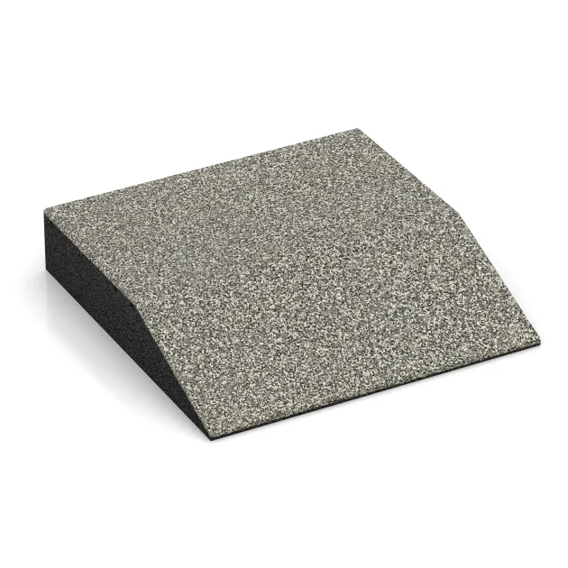 Rand-Platte (eine Seite abgeschrägt) von WARCO im Farbdesign Heller Granit mit den Abmessungen 500 x 500 x 100 mm. Produktfoto von Artikel 3813 in der Aufsicht von schräg vorne.