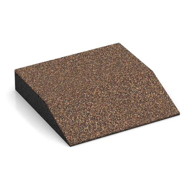 Rand-Platte (eine Seite abgeschrägt) von WARCO im Farbdesign Bast & Borke mit den Abmessungen 500 x 500 x 100 mm. Produktfoto von Artikel 3820 in der Aufsicht von schräg vorne.