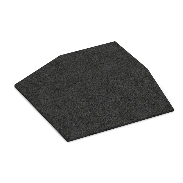 Eck-Platte (zwei Seiten abgeschrägt) von WARCO im Farbdesign Schwarz mit den Abmessungen 500 x 500 x 100 mm. Produktfoto von Artikel 3838 in der Aufsicht von schräg vorne.