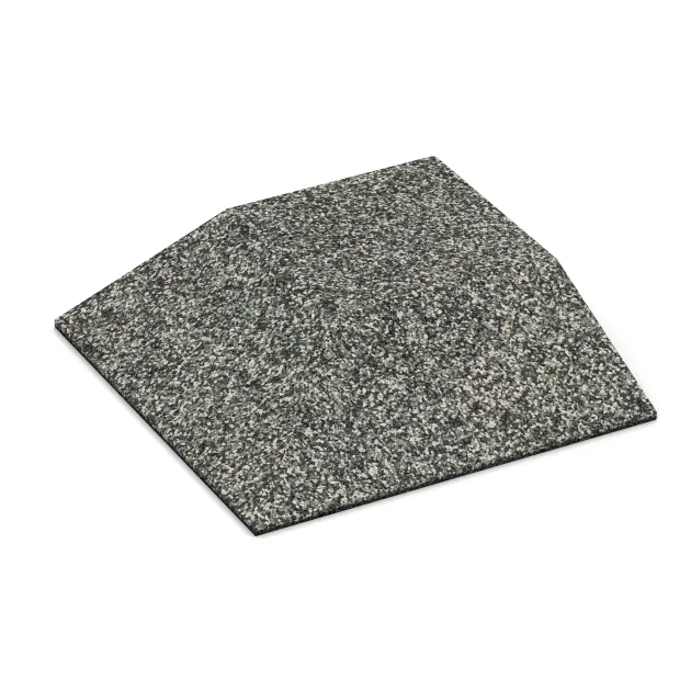Eck-Platte (zwei Seiten abgeschrägt) von WARCO im Farbdesign Grauer Granit mit den Abmessungen 500 x 500 x 100 mm. Produktfoto von Artikel 3831 in der Aufsicht von schräg vorne.