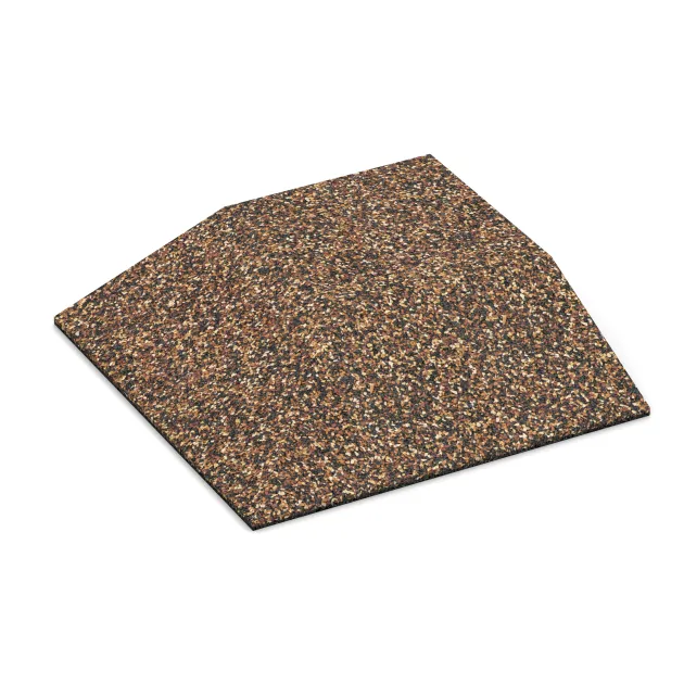 Eck-Platte (zwei Seiten abgeschrägt) von WARCO im Farbdesign Bast & Borke mit den Abmessungen 500 x 500 x 100 mm. Produktfoto von Artikel 3834 in der Aufsicht von schräg vorne.