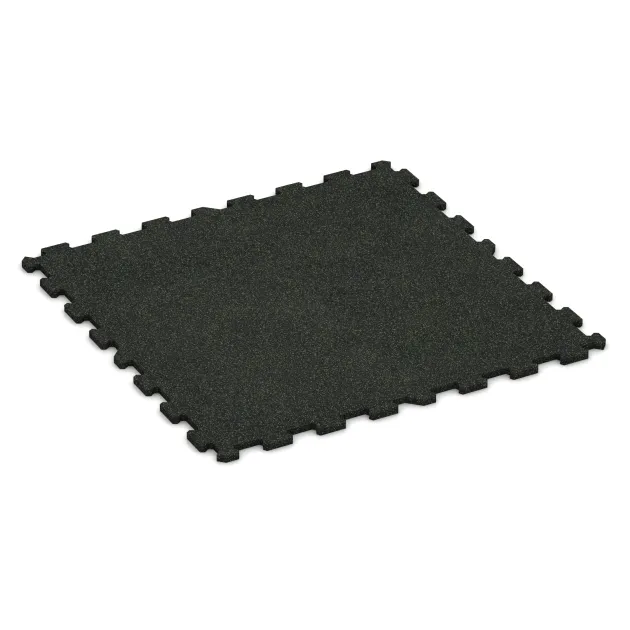 Fitnessboden Kompakt von WARCO im Farbdesign Leicht Grün Gesprenkelt mit den Abmessungen 970 x 970 x 16 mm | 0,94 m². Produktfoto von Artikel 1135 in der Aufsicht von schräg vorne.