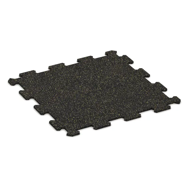 Fitnessboden Kompakt von WARCO im Farbdesign Leicht Gelb Gesprenkelt mit den Abmessungen 485 x 485 x 8 mm | 0,235 m². Produktfoto von Artikel 0926 in der Aufsicht von schräg vorne.