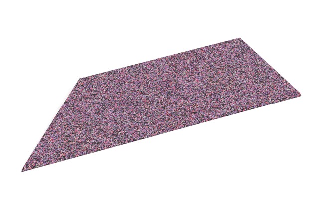 linke Eck-Keilhälfte von WARCO im Farbdesign Lavendel mit den Abmessungen 750 x 300 x 25/8 mm. Produktfoto von Artikel 2103 in der Aufsicht von schräg vorne.
