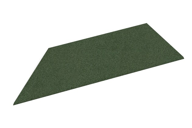 linke Eck-Keilhälfte von WARCO im Farbdesign grasgrün mit den Abmessungen 750 x 300 x 25/8 mm. Produktfoto von Artikel 2114 in der Aufsicht von schräg vorne.