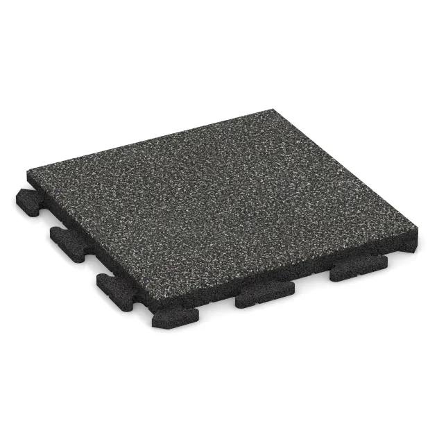 Gehwegplatte Classic von WARCO im Farbdesign Dunkelgrauer Granit mit den Abmessungen 500 x 500 x 40 mm. Produktfoto von Artikel 1297 in der Aufsicht von schräg vorne.