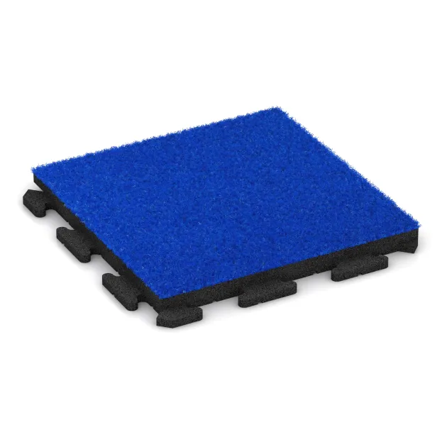 Fitnessboden Kunstrasen-Platte von WARCO im Farbdesign Blaues Kunstgras mit den Abmessungen 500 x 500 x 40 mm. Produktfoto von Artikel 1378 in der Aufsicht von schräg vorne.