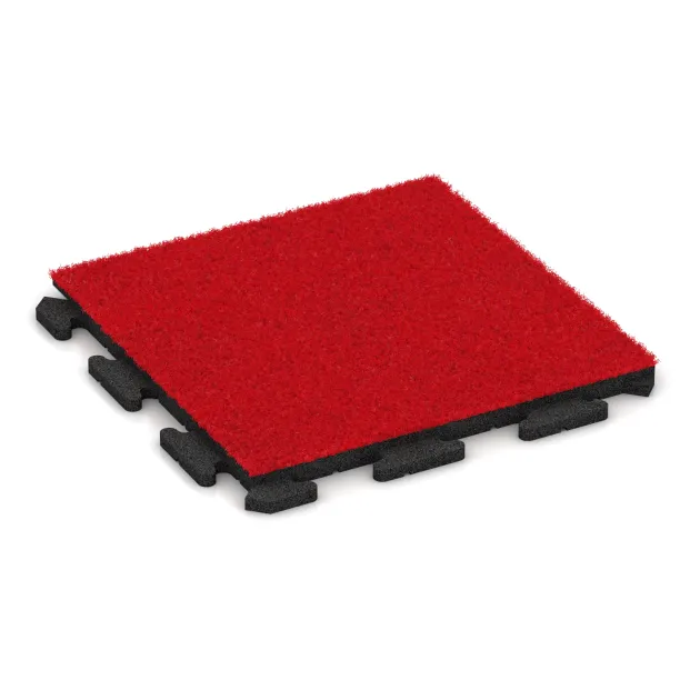 Fitnessboden Kunstrasen-Platte von WARCO im Farbdesign Rotes Kunstgras mit den Abmessungen 500 x 500 x 30 mm. Produktfoto von Artikel 1240 in der Aufsicht von schräg vorne.
