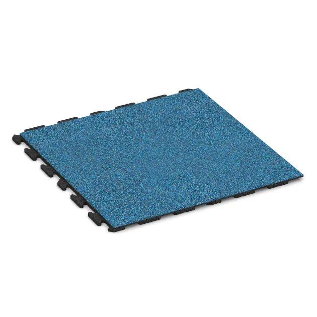 Fitnessboden Gummi-Fliesen Classic von WARCO im Farbdesign Atlantik mit den Abmessungen 1000 x 1000 x 30 mm. Produktfoto von Artikel 1608 in der Aufsicht von schräg vorne.