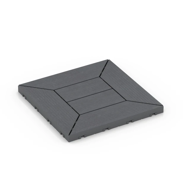 Kassettenmuster – Klickfliese von WARCO im Farbdesign Silbergrau mit den Abmessungen 30 x 30 x 2 cm | 0,090 m². Produktfoto von Artikel 6348 in der Aufsicht von schräg vorne.