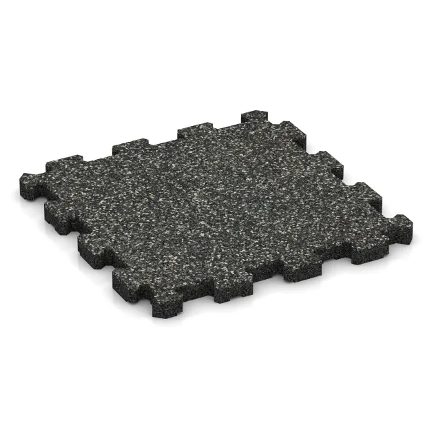 Fitnessmatte Premium 2 cm von WARCO im Farbdesign Dunkelgrauer Granit mit den Abmessungen 306 x 306 x 20 mm. Produktfoto von Artikel 3724 in der Aufsicht von schräg vorne.