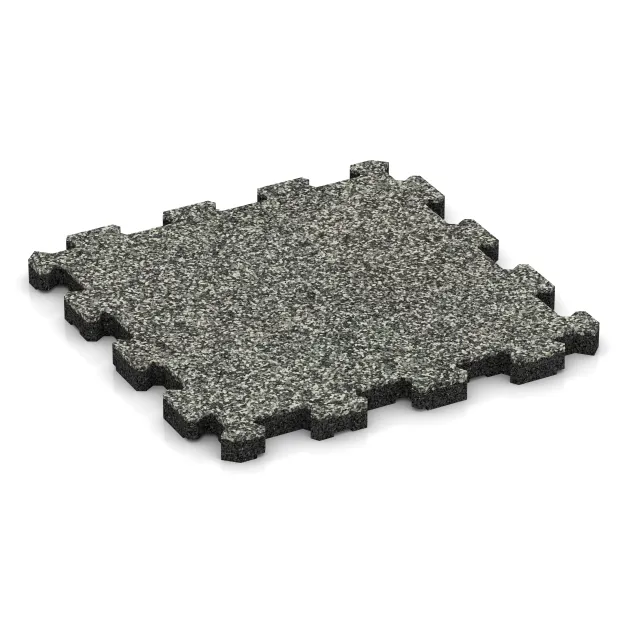 Fitnessmatte Premium 2 cm von WARCO im Farbdesign Grauer Granit mit den Abmessungen 306 x 306 x 20 mm. Produktfoto von Artikel 3721 in der Aufsicht von schräg vorne.
