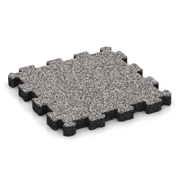 Sportboden – fugenlos von WARCO im Farbdesign Grau Melange mit den Abmessungen 306 x 306 x 30 mm. Produktfoto von Artikel 4455 in der Aufsicht von schräg vorne.