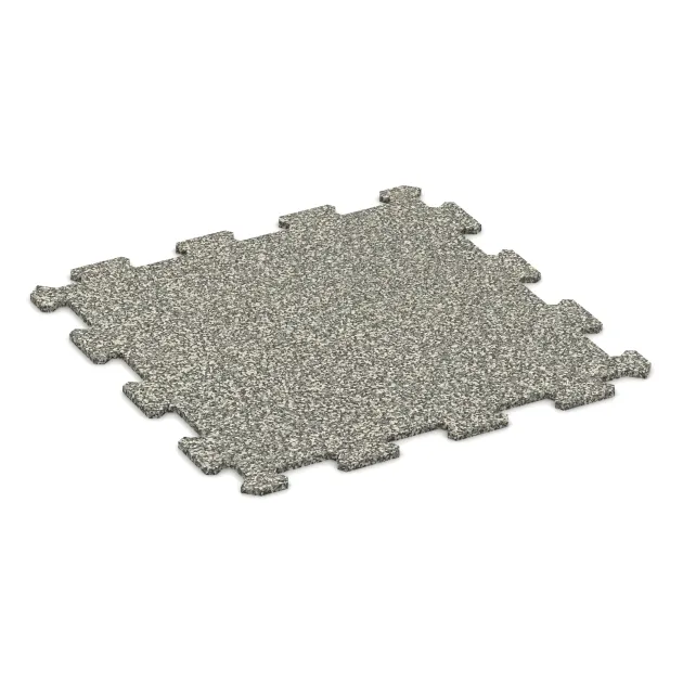 Fitnessboden Kompakt von WARCO im Farbdesign Heller Granit mit den Abmessungen 485 x 485 x 8 mm | 0,235 m². Produktfoto von Artikel 0884 in der Aufsicht von schräg vorne.