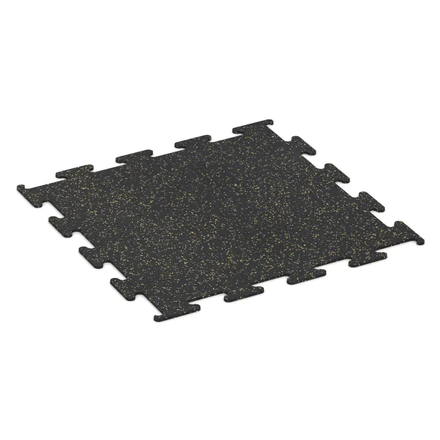 Fitness Performance Elite Trainingsboden von WARCO im Farbdesign Leicht Gelb Gesprenkelt mit den Abmessungen 1000 x 1000 x 10 mm. Produktfoto von Artikel 3752 in der Aufsicht von schräg vorne.