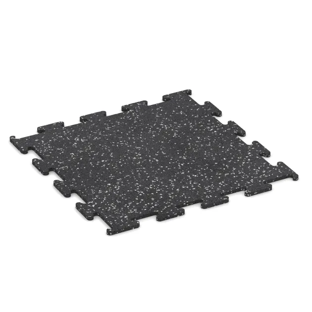 Fitness Performance Elite Trainingsboden von WARCO im Farbdesign Leicht Grau Gesprenkelt mit den Abmessungen 500 x 500 x 10 mm. Produktfoto von Artikel 3779 in der Aufsicht von schräg vorne.