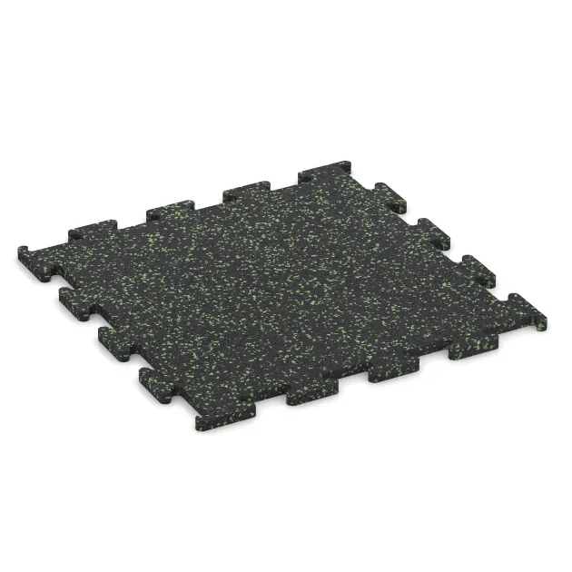 Fitness Performance Elite Trainingsboden von WARCO im Farbdesign Leicht Grün Gesprenkelt mit den Abmessungen 500 x 500 x 15 mm. Produktfoto von Artikel 3771 in der Aufsicht von schräg vorne.