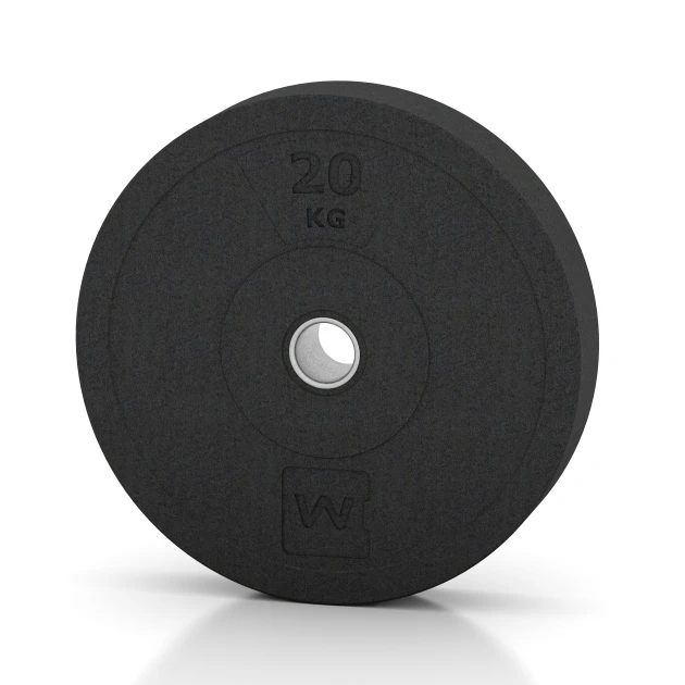 Bumper Plate Slim von WARCO im Farbdesign Anthrazit mit den Abmessungen 20 kg | ø 45,4 x 8,61 cm. Produktfoto von Artikel 6089 in der Aufsicht von schräg vorne.