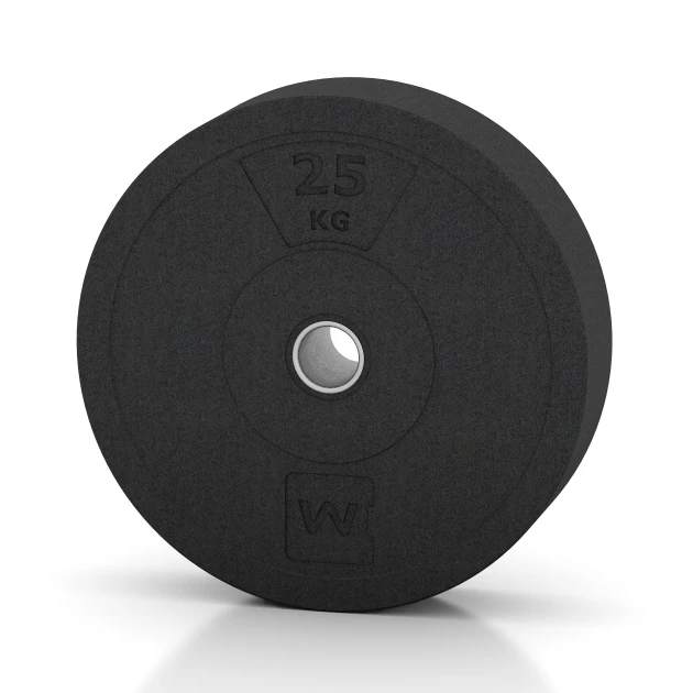 Bumper Plate Slim von WARCO im Farbdesign Anthrazit mit den Abmessungen 25 kg | ø 45,4 x 11,38 cm. Produktfoto von Artikel 6090 in der Aufsicht von schräg vorne.