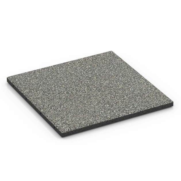Fallschutzmatte EPDM – 90 cm von WARCO im Farbdesign Grauer Granit mit den Abmessungen 50 x 50 x 3 cm | 0,25 m². Produktfoto von Artikel 6414 in der Aufsicht von schräg vorne.