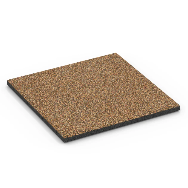 Fallschutzmatte EPDM – 90 cm von WARCO im Farbdesign Terra Cotta mit den Abmessungen 50 x 50 x 3 cm | 0,25 m². Produktfoto von Artikel 6416 in der Aufsicht von schräg vorne.