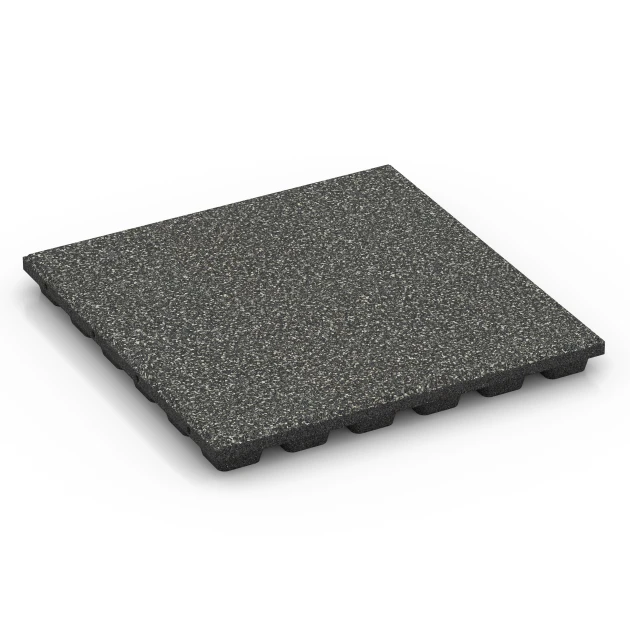 Fallschutzmatte EPDM – 160 cm von WARCO im Farbdesign Dunkelgrauer Granit mit den Abmessungen 50 x 50 x 4,8 cm | 0,25 m². Produktfoto von Artikel 6431 in der Aufsicht von schräg vorne.