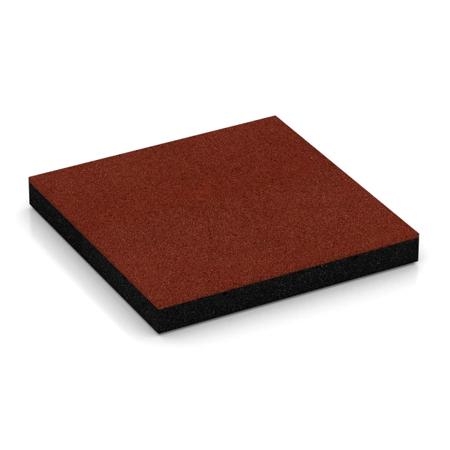 Fallschutzplatte – 180 cm von WARCO im Farbdesign Ziegelrot mit den Abmessungen 50 x 50 x 6 cm. Produktfoto von Artikel 6266 in der Aufsicht von schräg vorne.