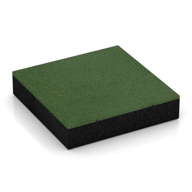 Fallschutzplatten von WARCO im Farbdesign Grasgrün mit den Abmessungen 50 x 50 x 11 cm. Produktfoto von Artikel 6211 in der Aufsicht von schräg vorne.