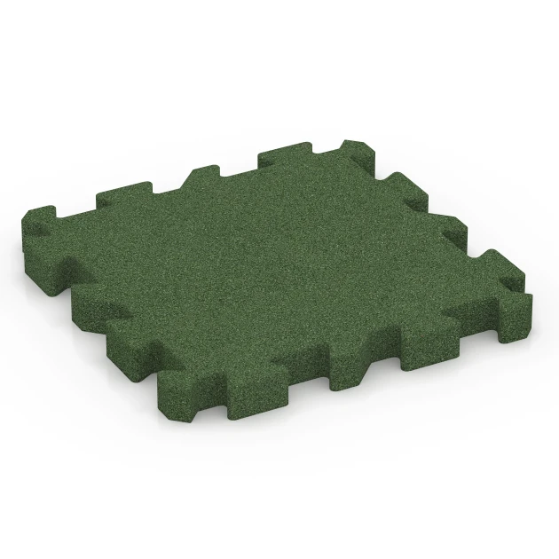 Fallschutz-Puzzlematte – 190 cm von WARCO im Farbdesign Grasgrün mit den Abmessungen 50 x 50 x 5 cm | 0,25 m². Produktfoto von Artikel 6403 in der Aufsicht von schräg vorne.